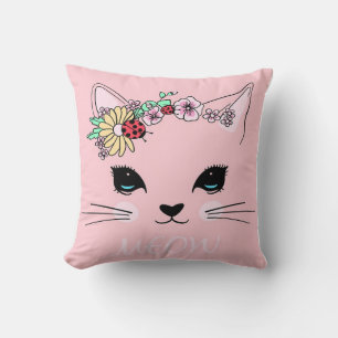 Beautiful Cat Face Meow, Kitty Lover Gift,Cute Cat Throw Pillow