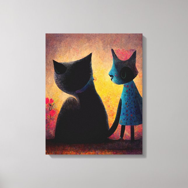 Beautiful Cat Girl Happy International Cat Day Canvas Print (Front)