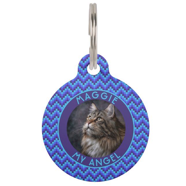 Beautiful Cat Lover Present Chevron Pet Tag (Front)