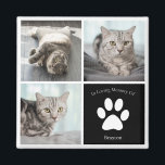 Beautiful Cat Memorial Custom Pet Photo Keepsake Magnet<br><div class="desc">This beautiful cat photo memorial magnet is personalized with adorable pictures of your sweet girl kitty. Customize this thoughtful keepsake gift with your own custom feline photographs around a black square with a cute white paw print and your kitten's name in the centre.</div>