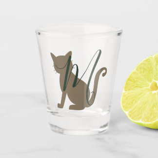 Beautiful cat monogram shot glass