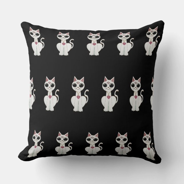 Beautiful Cat Pattern Throw Pillow (Front)