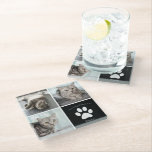 Beautiful Cat Photo Collage In Loving Memory Glass Coaster<br><div class="desc">This beautiful cat photo memorial coaster is personalized with adorable pictures of your sweet girl kitty. Customize this thoughtful gift with your own custom feline photographs next to a black square with a cute white paw print and your kitten's name in loving memory.</div>