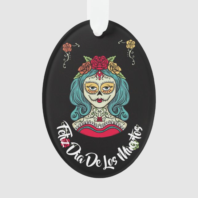 Beautiful Catrina Feliz Día de Muertos Ornament (Front)