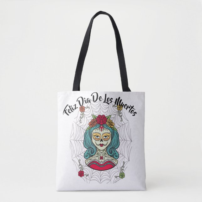 Beautiful Catrina Feliz Día de Muertos Tote Bag (Front)