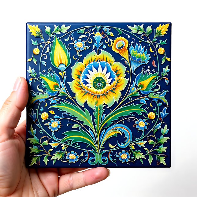 💙 Beautiful Celestial Harmony Iznik Tile (Beautiful Celestial Harmony Iznik Ceramic Tile)