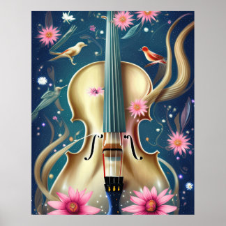 Beautiful Cello Violin or Bass in a nice setting Poster