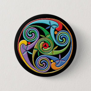 Beautiful Celtic Mandala with Colourful Swirls 2 Inch Round Button