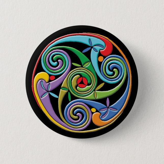 Beautiful Celtic Mandala with Colourful Swirls 2 Inch Round Button (Front)
