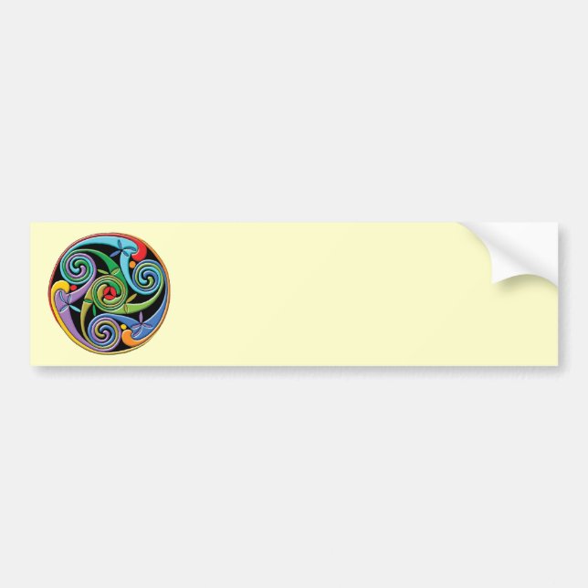 Beautiful Celtic Mandala with Colourful Swirls Bumper Sticker (Front)