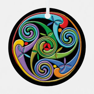 Beautiful Celtic Mandala with Colourful Swirls Metal Ornament