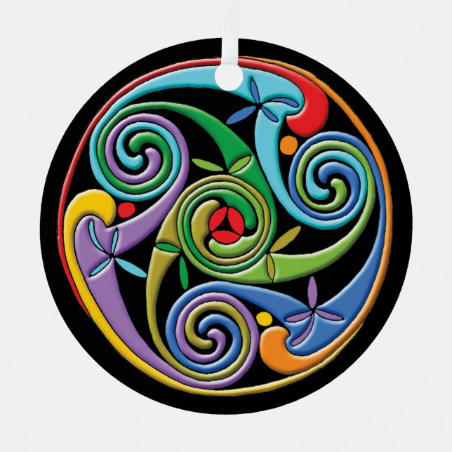 Beautiful Celtic Mandala with Colourful Swirls Metal Ornament (Front)