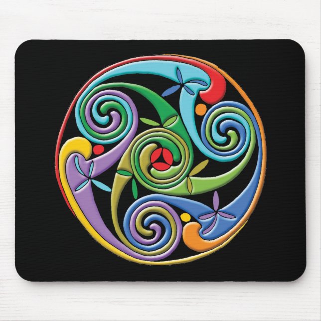 Beautiful Celtic Mandala with Colourful Swirls Mouse Pad (Front)