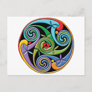 Beautiful Celtic Mandala with Colourful Swirls Postcard