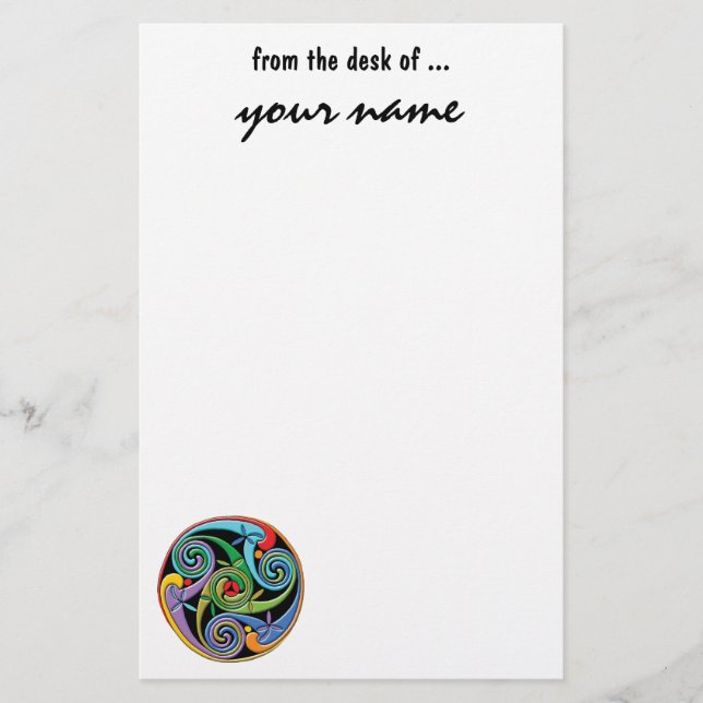 Beautiful Celtic Mandala with Colourful Swirls Stationery (Front)
