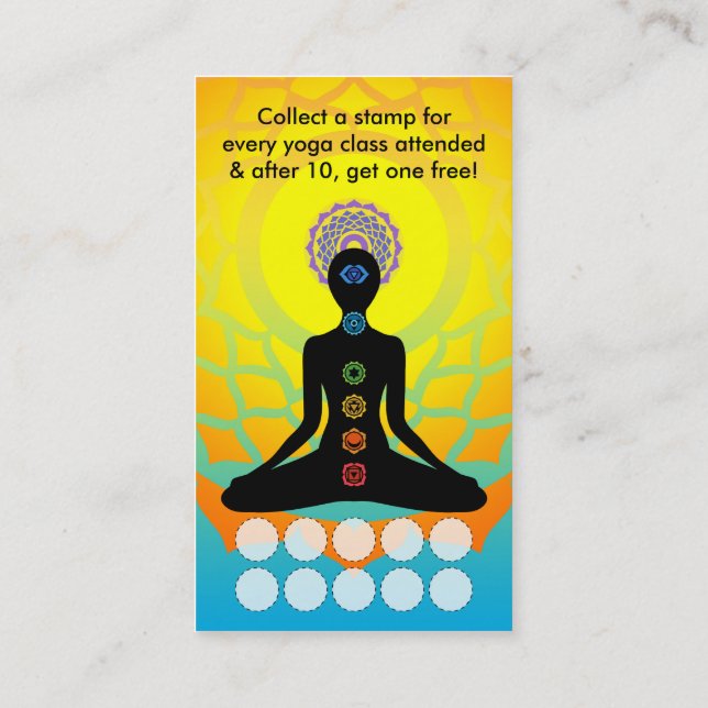 beautiful chakras yoga loyalty program card (Back)