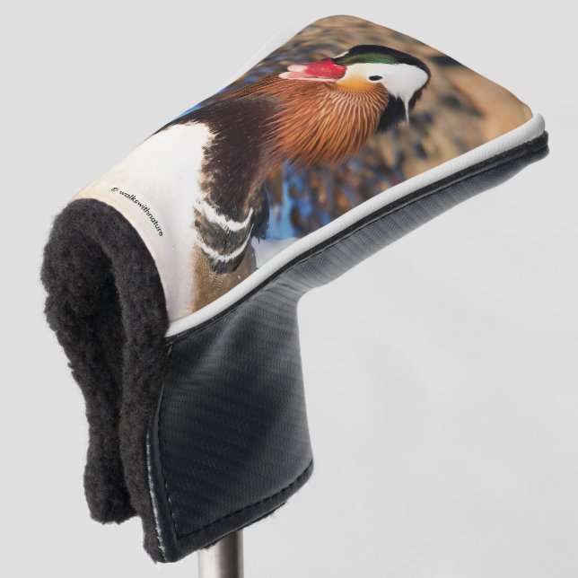 Beautiful Chatty Mandarin Duck on the Shore Golf Head Cover (3/4 Front)