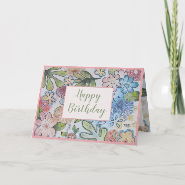 Beautiful Cheery Sweet Floral Happy Birthday Card (Front)