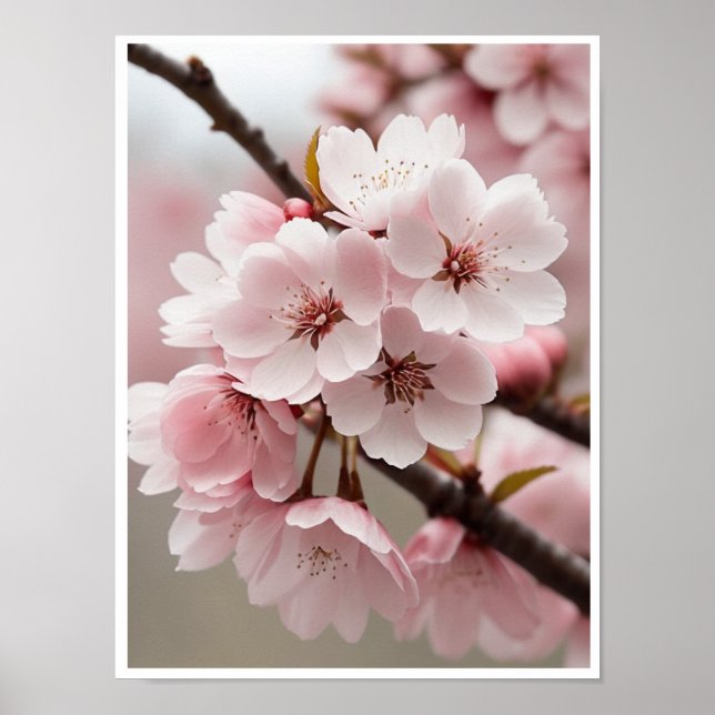 Beautiful Cherry Blossom Flower Wall Poster Art (Front)