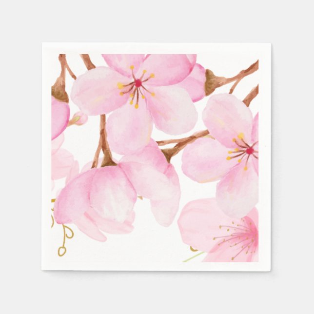 Beautiful Cherry Blossom Mixed Medium Print  Napkin (Front)