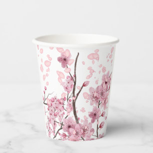 Beautiful Cherry Blossom Mixed Medium Print  Paper Cups