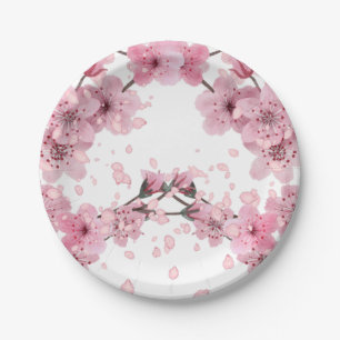 Beautiful Cherry Blossom Mixed Medium Print Paper Plate