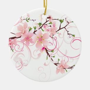 Beautiful Cherry Blossoms Ceramic Ornament