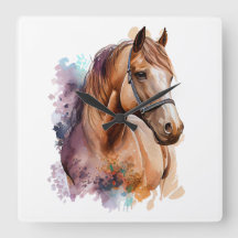 BEAUTIFUL CHESTNUT WATERCOLOR HORSES HEAD