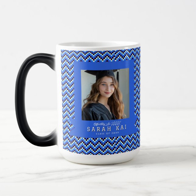 Beautiful Chevron Pattern Grandson Graduation Magic Mug (Left)