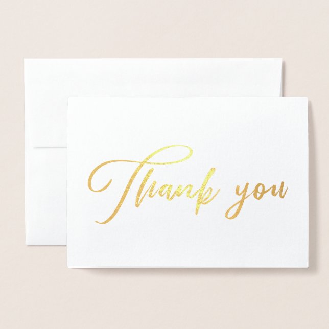 Beautiful Chic Calligraphy Thank you Foil Card (Front With Envelope)