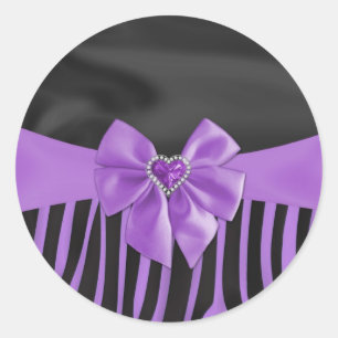 Beautiful chic elegant silk fabric effects zebra classic round sticker