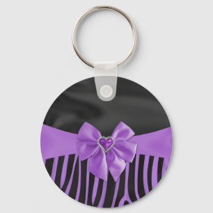 Beautiful chic elegant silk fabric effects zebra keychain