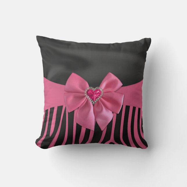Beautiful chic elegant silk fabric effects zebra throw pillow (Front)