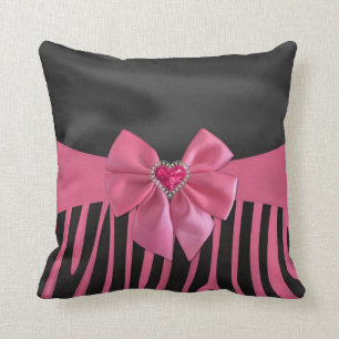 Beautiful chic elegant silk fabric effects zebra throw pillow