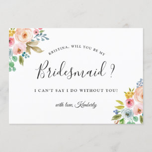 Beautiful Chic Floral Will You Be My Bridesmaid Invitation