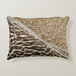 Beautiful chic girly leopard animal faux fur print accent pillow