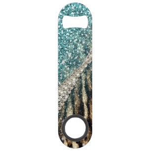 Beautiful chic girly leopard animal faux fur print bar key