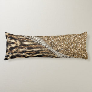 Beautiful chic girly leopard animal faux fur print body pillow