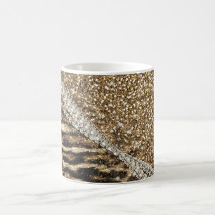 Beautiful chic girly leopard animal faux fur print coffee mug