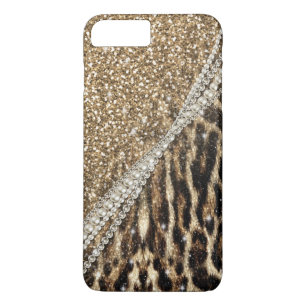 Beautiful Chic Girly Leopard Print Gold Glitter Case-Mate iPhone Case