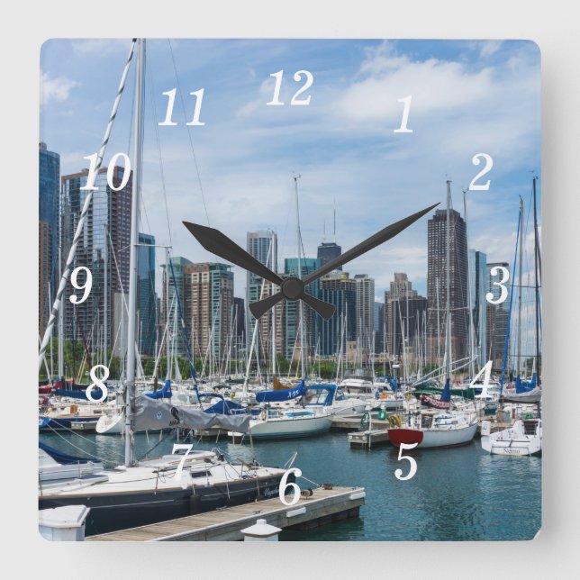 Beautiful Chicago Harbour Wall Clock (Front)