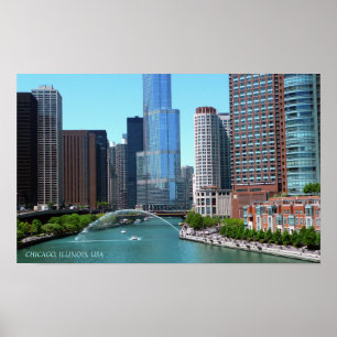 Beautiful Chicago Illinois Downtown River View  Poster