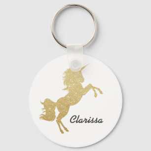 Beautiful chick girly gold glitter unicorn keychain