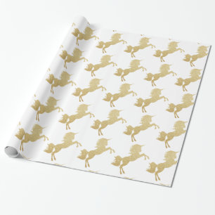 Beautiful chick girly gold glitter unicorn wrapping paper
