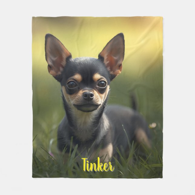 Beautiful Chihuahua Personalized Fleece Blanket (Front)