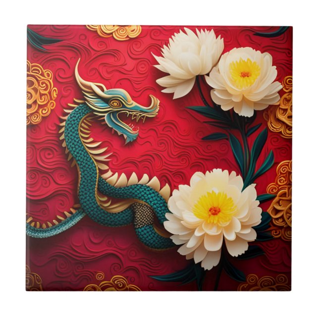 Beautiful Chinese Dragon New Year 2024 CerT2 Tile (Front)