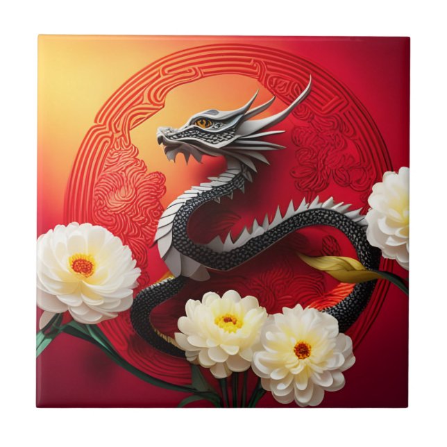 Beautiful Chinese Dragon New Year 2024 CerT Tile (Front)