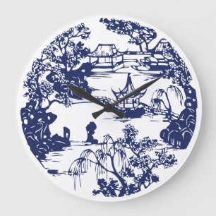 Beautiful Chinese Pagoda Landscape Large Clock