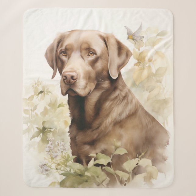 Beautiful Chocolate Lab Sherpa Blanket (Front)