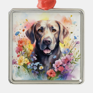BEAUTIFUL CHOCOLATE LABRADOR RETRIEVER DOG METAL ORNAMENT